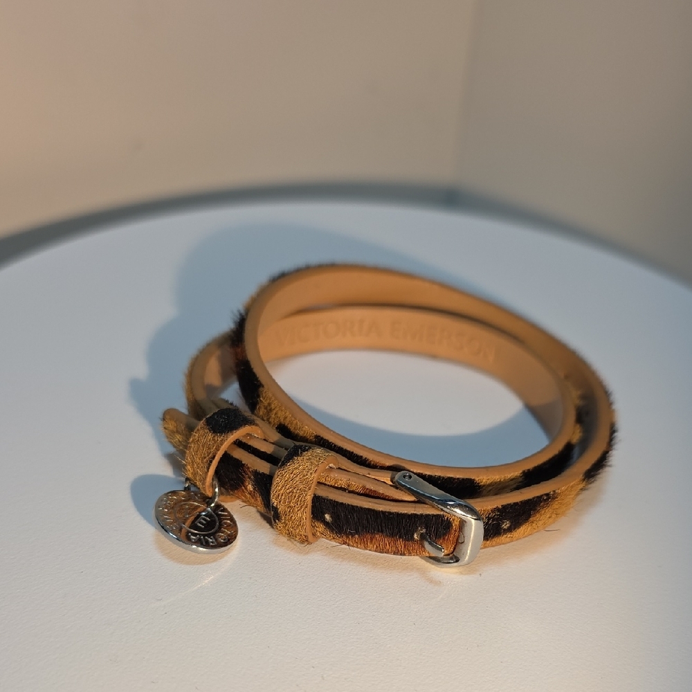 Victoria Emerson Tan and Black Animal Print Wrap Bracelet
